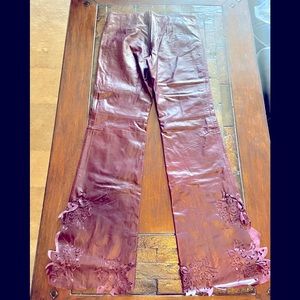 Leather Flare Pants with Cutouts
